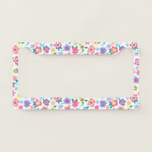 Cute colorful spring flowers pattern license plate frame