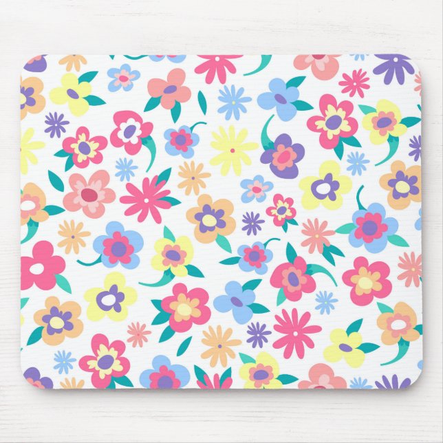 Cute colorful spring flowers pattern mouse pad (Front)