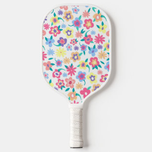 Cute colorful spring flowers pattern pickleball paddle