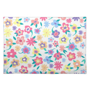 Cute colorful spring flowers pattern placemat