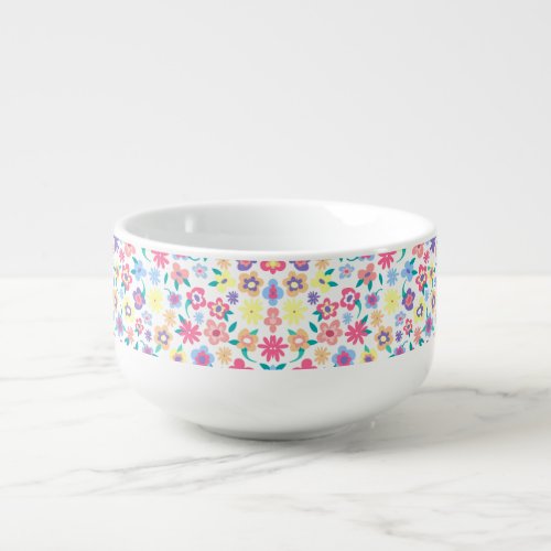 Cute colorful spring flowers pattern soup mug