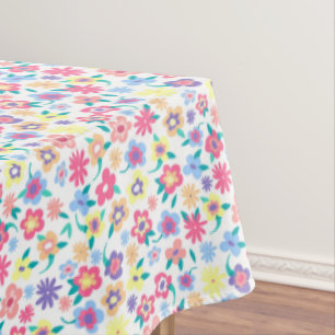 Cute colorful spring flowers pattern tablecloth