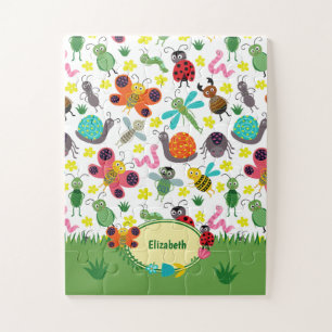 Cute Colorful Spring Insects Pattern Kids Jigsaw Puzzle