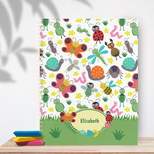 Cute Colorful Spring Insects Pattern Kids School Notebook