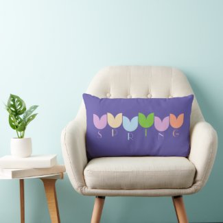 Cute Colorful Spring Tulips Art on Purple an Pink