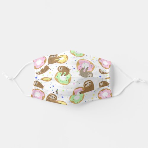 Cute Colorful Sprinkle Donuts Sloth Adult Cloth Face Mask