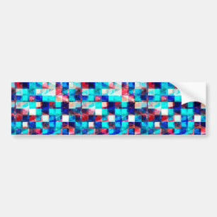 Cute colorful square patterns bumper sticker