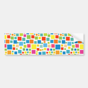Cute colorful squares patterns bumper sticker