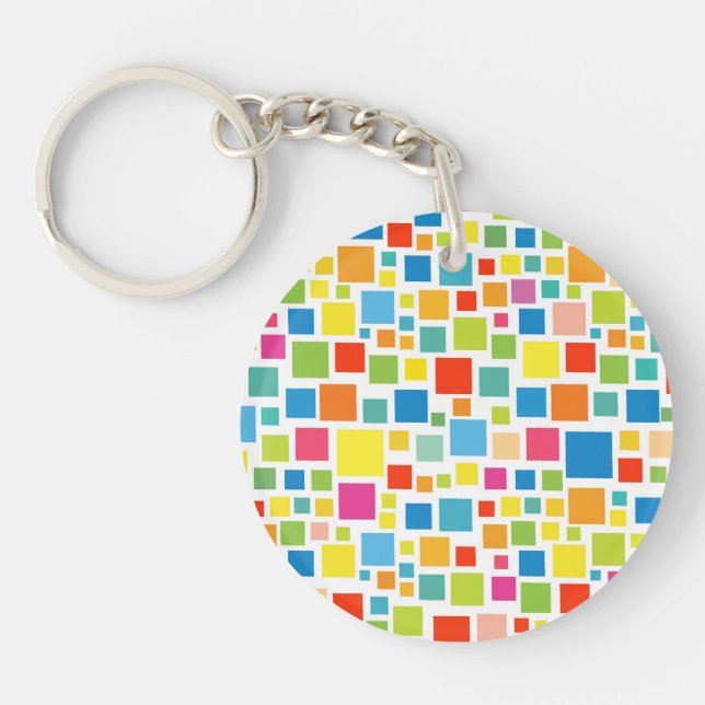 Cute colorful squares patterns keychain (Front)