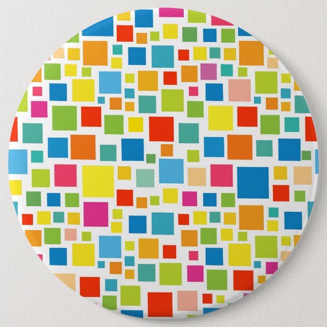 Cute colorful squares patterns pinback button (Front)