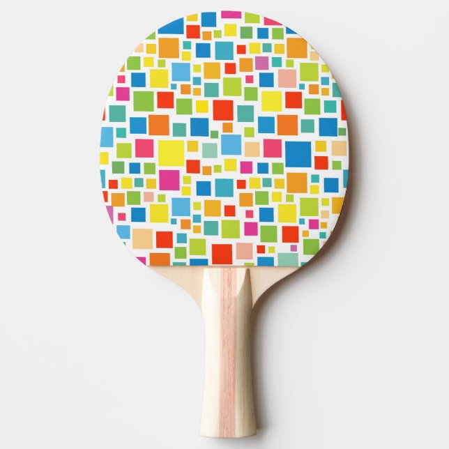 Cute colorful squares patterns ping pong paddle (Front)