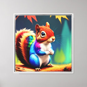 Cute Colorful Squirrel Digital Artwork Canvas Print