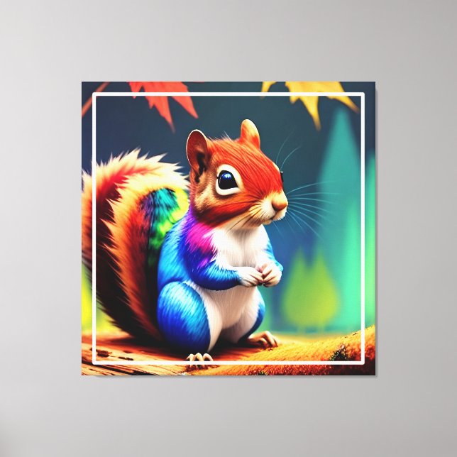  Cute Colorful Squirrel Digital Painting-75364 Canvas Print (Front)