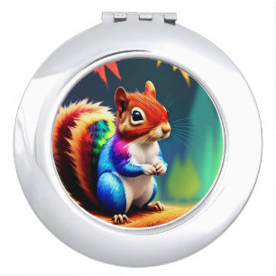  Cute Colorful Squirrel Digital Painting-75364 Compact Mirror