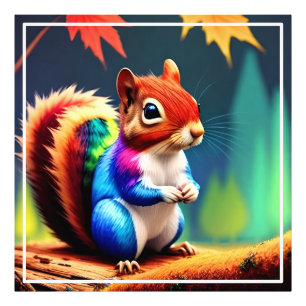 Cute Colorful Squirrel Digital Painting-75364 Photo Print
