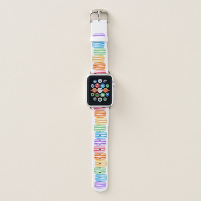 cute colorful stack of macarons personalized apple watch band (Front)