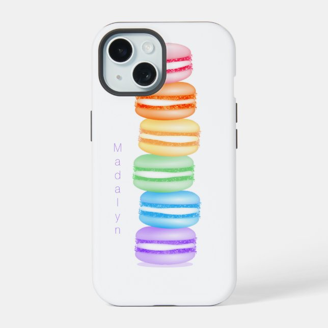 cute colorful stack of macarons personalized iphone case (Back)