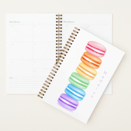 cute colorful stack of macarons personalized planner