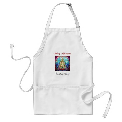 Cute Colorful Stained Glass Christmas Tree Adult Apron