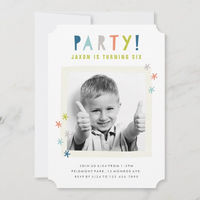 Cute Colorful Stars | Boys Birthday Party Invitation (Front)