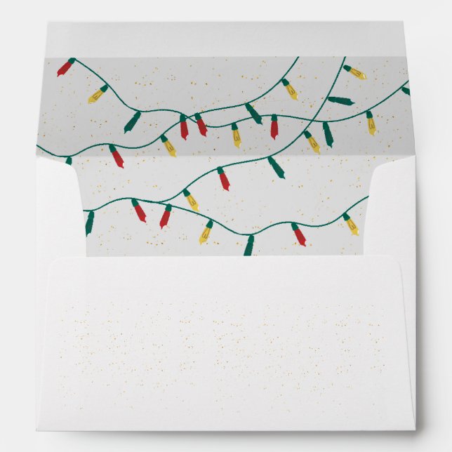 Cute Colorful String Lights Simple Christmas Envelope (Back (Bottom))