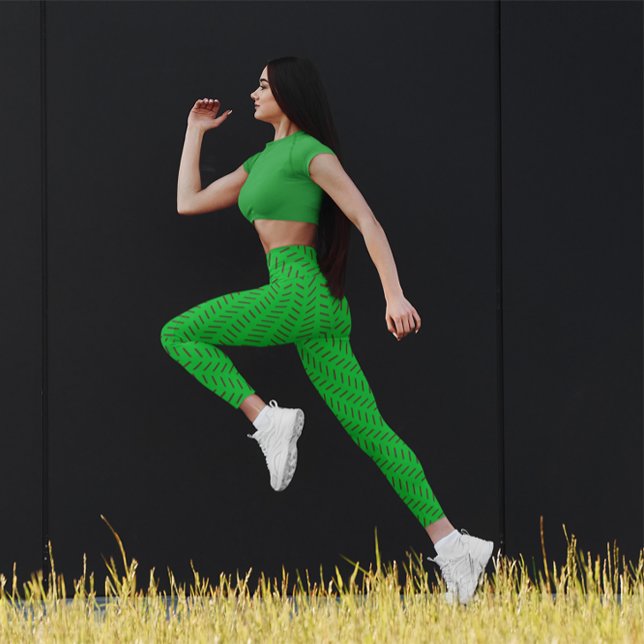 Cute Colorful Stripe Chevron Workout Green  Leggings (Creator Uploaded)