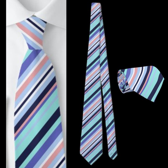 Cute Colorful Striped Abstract Pattern Neck Tie (Creator Uploaded)