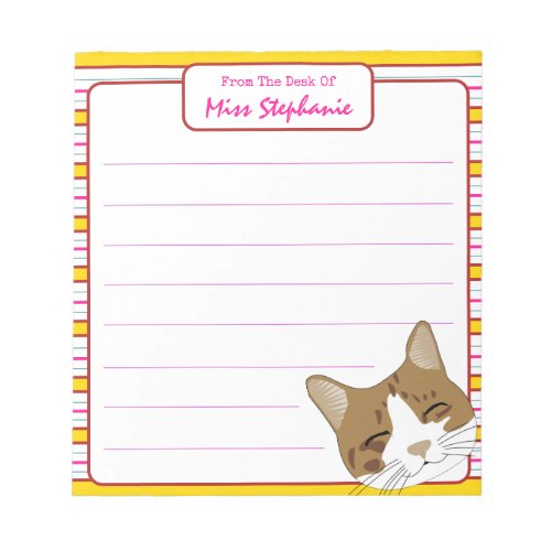 Cute Colorful Striped Cat Face From Teacher Notepad