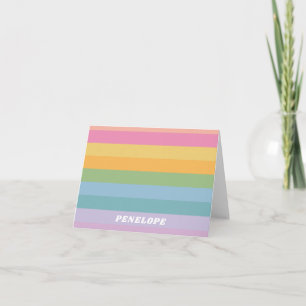 Cute Colorful Striped Pastel Pattern Personalized Card