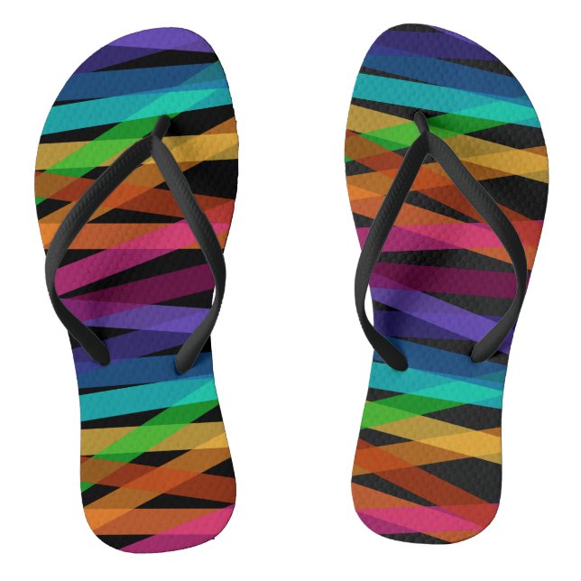 Cute Colorful Striped Pattern  Flip Flops (Footbed)