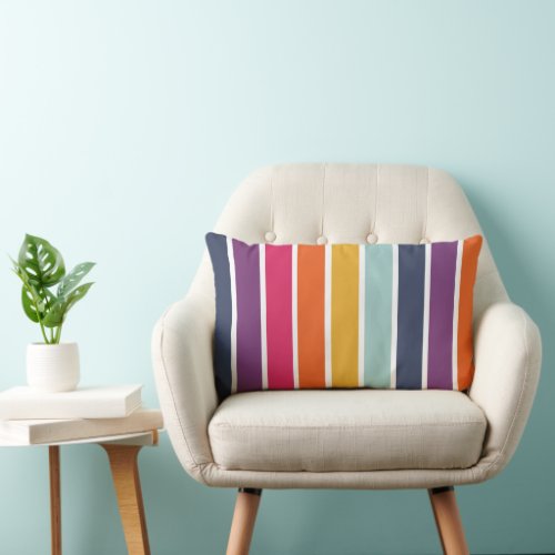 Cute Colorful Striped Pattern Lumbar Pillow