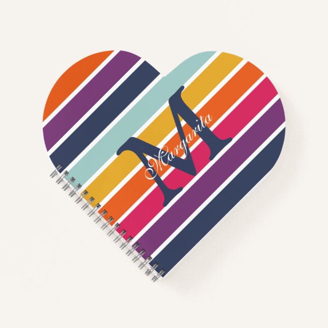 Cute Colorful Striped Pattern Notebook (Front)