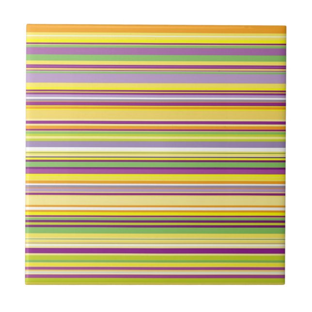Cute colorful stripes design ceramic tile (Front)