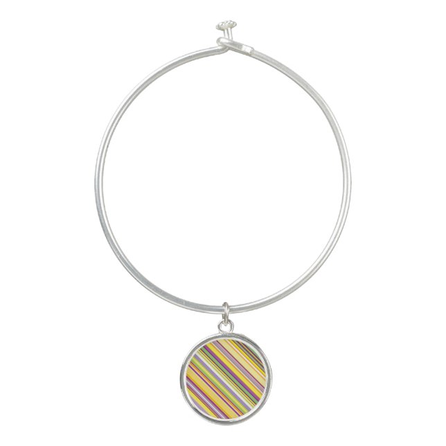 Cute colorful stripes design license plate bangle bracelet (Front)
