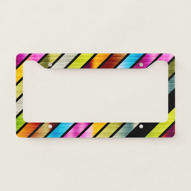 Cute colorful stripes license plate frame (Front)