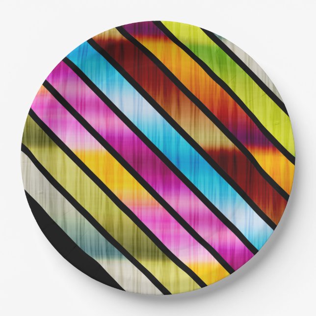 Cute colorful stripes paper plates (Front)