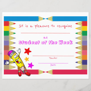 Cute & Colorful Student of the Week Certificate