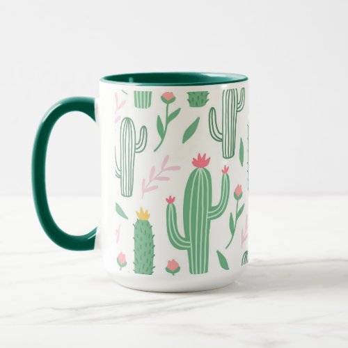 Cute Colorful Succulent Cactus Pattern Mug