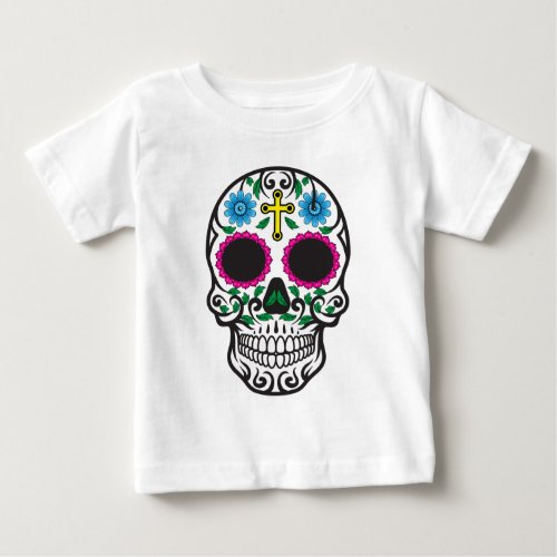 Cute Colorful Sugar Skull Baby T_Shirt