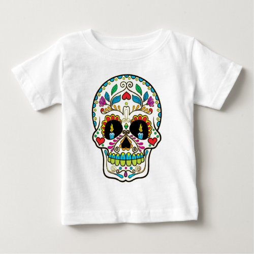Cute Colorful Sugar Skull Illustration 2 Baby T_Shirt