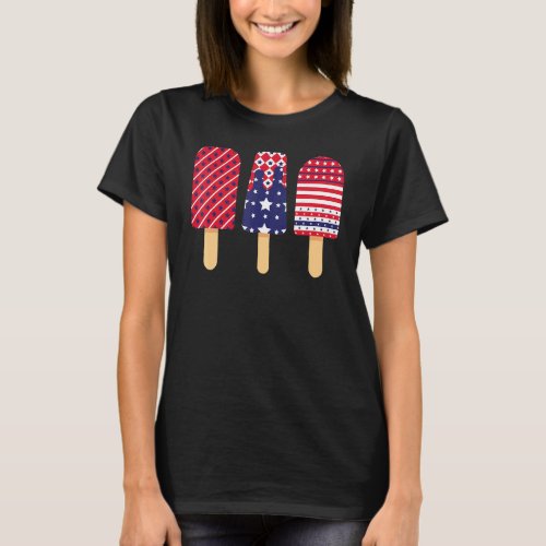 Cute Colorful Summer 4th Of July Kids Popsicle T_Shirt
