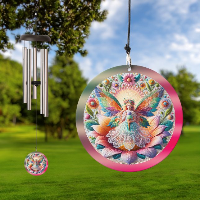Cute Colorful Summer Fairy With Ice Cream Wind Chime (Outdoor)
