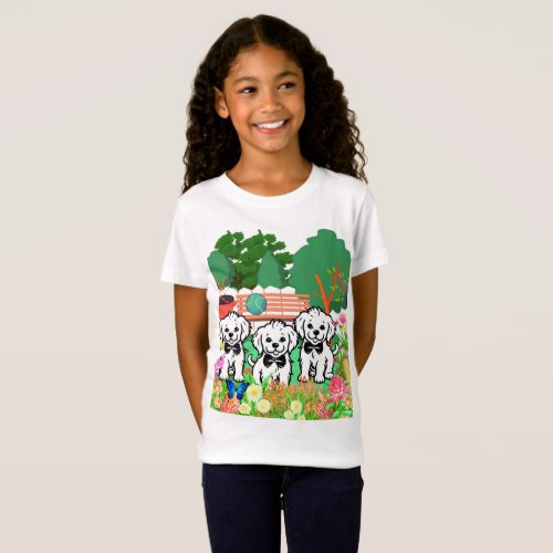  Cute Colorful Summer Flowers Dog Puppy Girls  T_Shirt