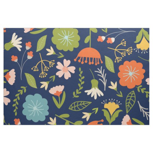 Cute Colorful Summer Flowers Seamless Pattern Fabric