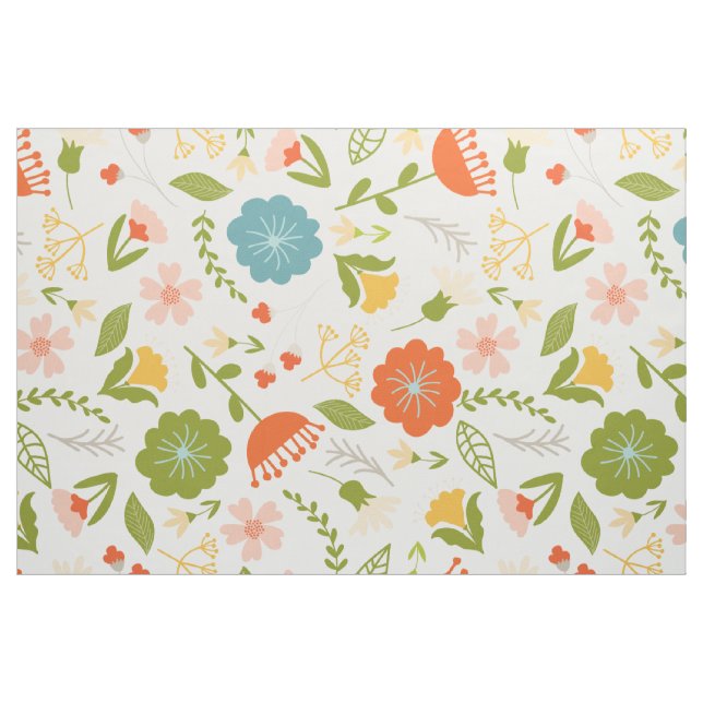Cute Colorful Summer Flowers Seamless Pattern Fabric (Yard)