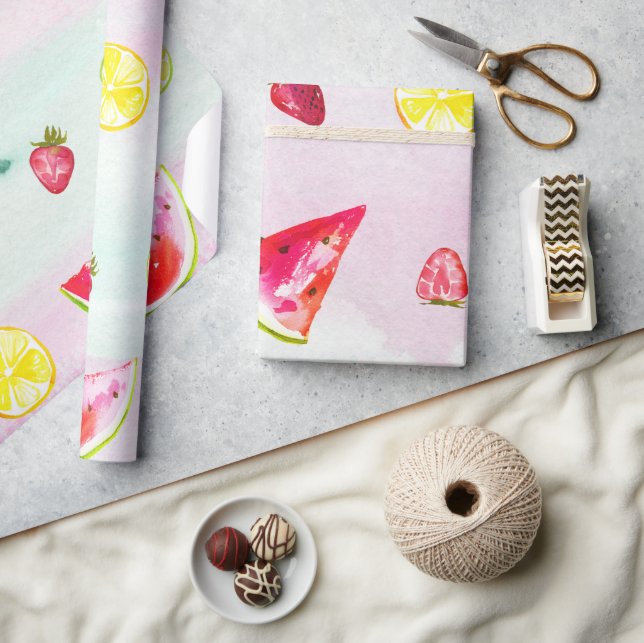 Cute Colorful Summer Fruit Baby Shower Wrapping Paper (Crafts)
