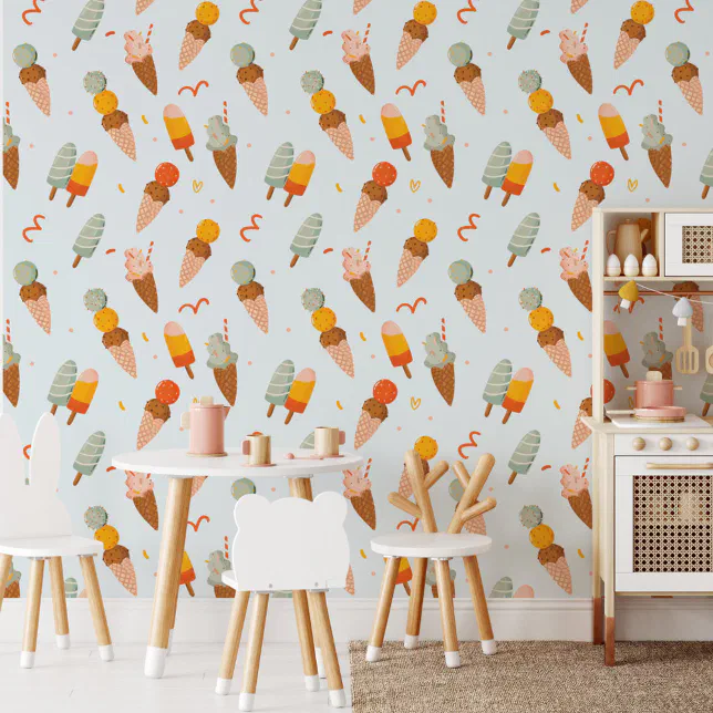 Cute Colorful Summer Ice Cream Wallpaper | Zazzle