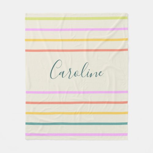 Cute Colorful Summer Stripes Personalized   Fleece Blanket