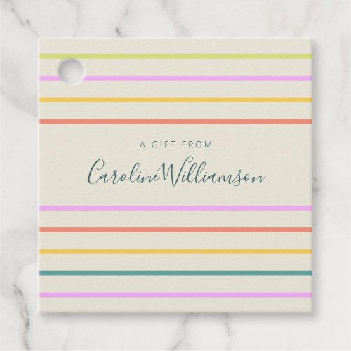 Cute Colorful Summer Stripes Personalized Gift Tag