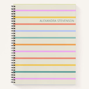 Cute Colorful Summer Stripes Personalized Notebook